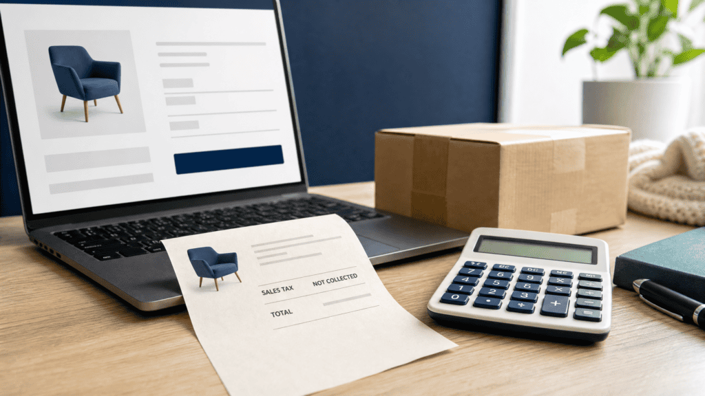 Online purchase receipt where sales tax was not collected
