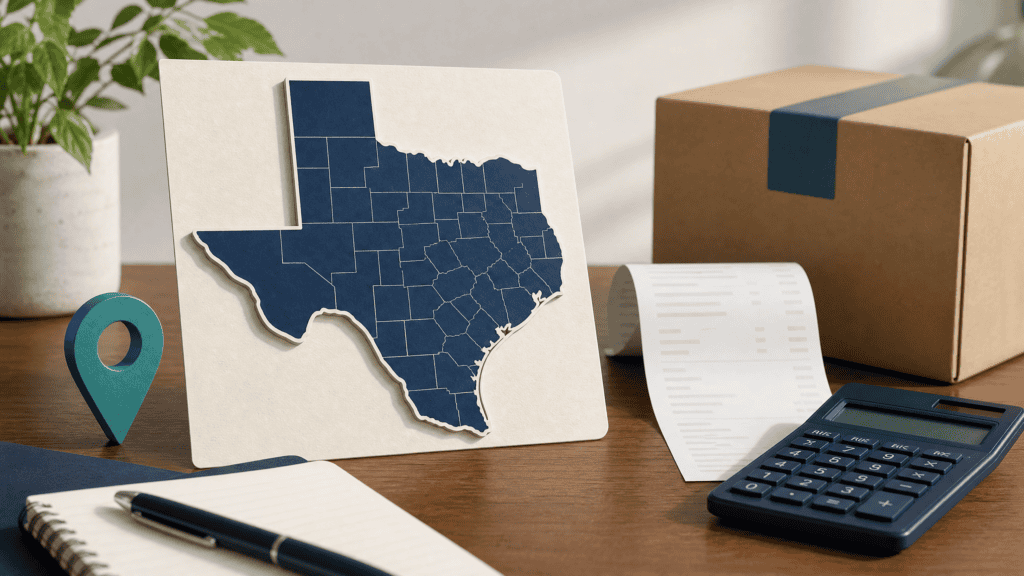 Texas sales tax receipt with state and local rate calculation