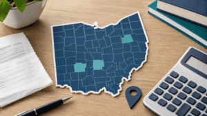 Ohio sales tax receipt with state and county rate calculation