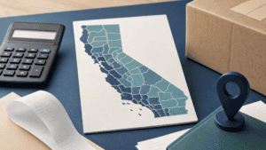 California sales tax receipt with state and district rate calculation