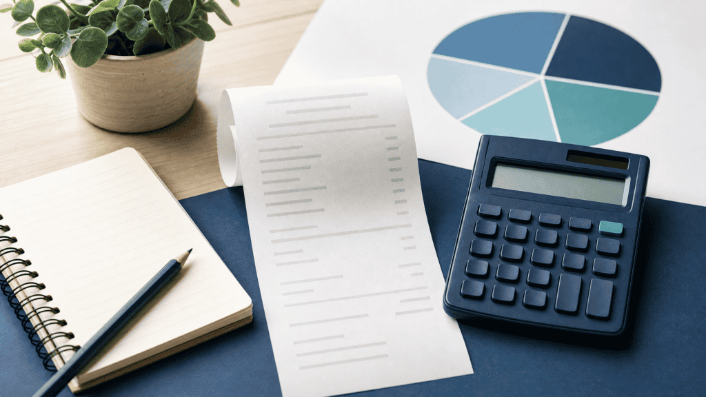 Receipt and calculator used to find a sales tax percentage