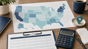 U.S. map and calculator for comparing sales tax rates by state