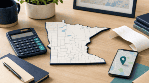 Minnesota map, calculator and address pin for sales tax estimate